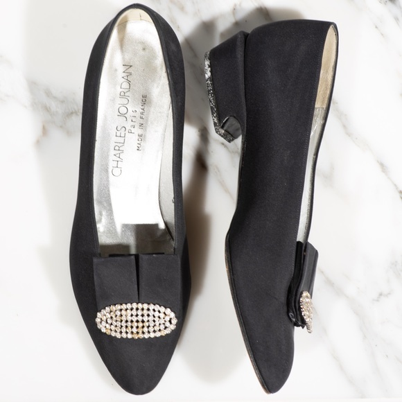 Vintage Charles Jourdan FRENCH Rhinestone Pumps - Picture 5 of 10